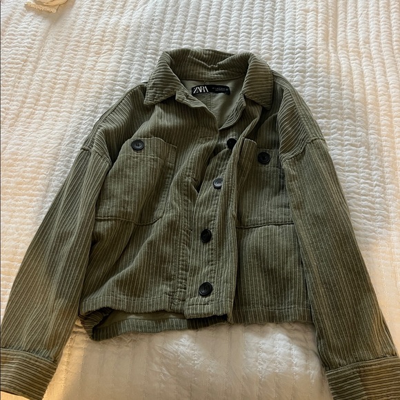 Zara Jackets & Blazers - Zara Khaki Corduroy Button-Up Jacket